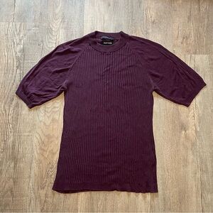 100% Silk Murano Dark Burgundy Short Sleeve Tee